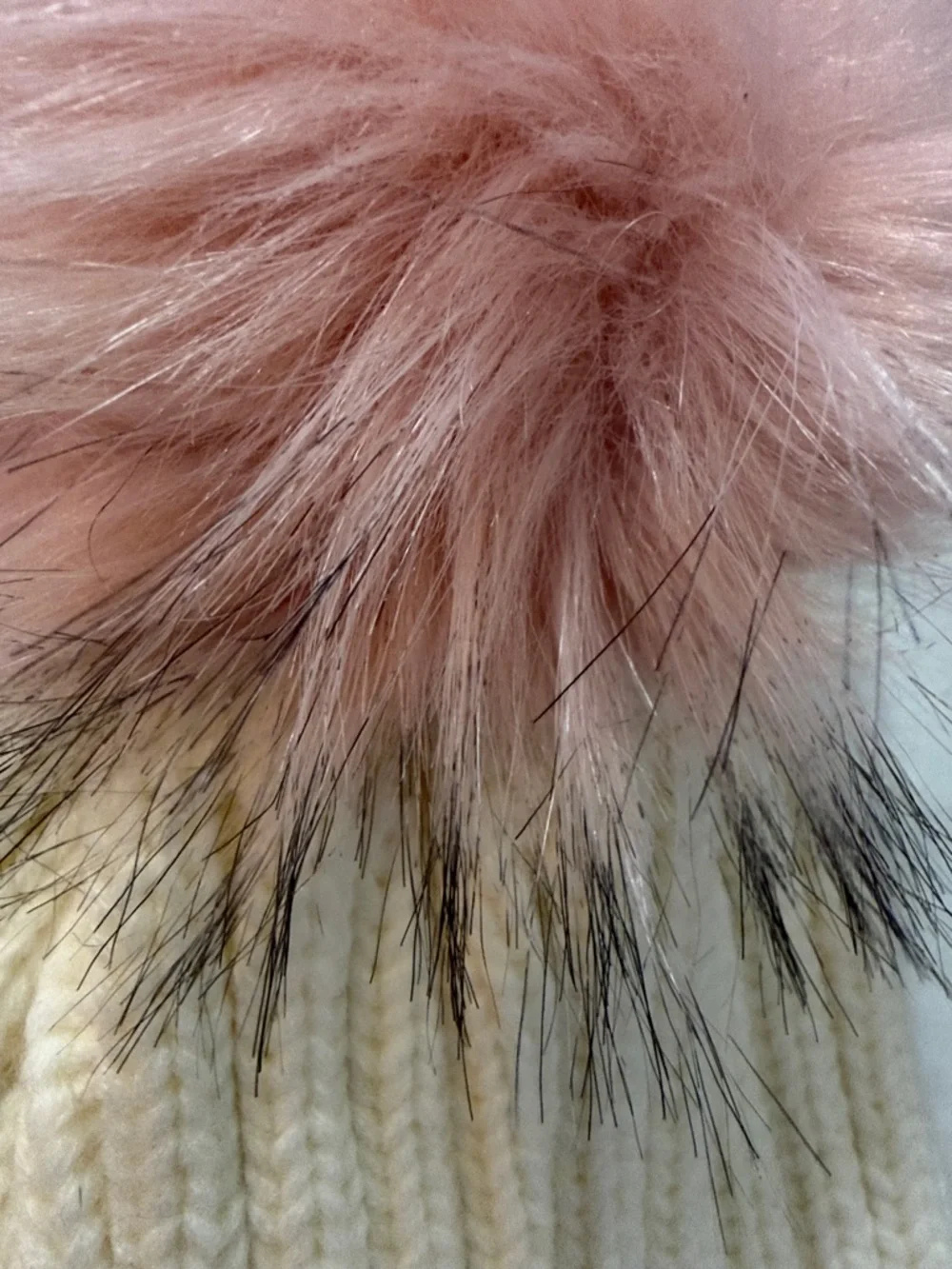 Kimberly C Kids Two-Tone Cream and Pink Pom Beanie Hat